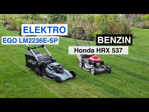 Vergleich Benzin vs. Akku Rasenmäher: EGO LM2236E-SP gegen Honda HRX 537