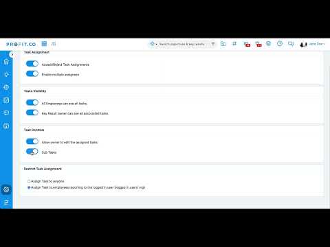 How do I change task security and visibility from settings in Profit.co?