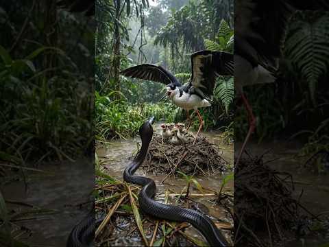 Eagle protects the bird's child from the brutal attack of Snake #shorts #wildlife