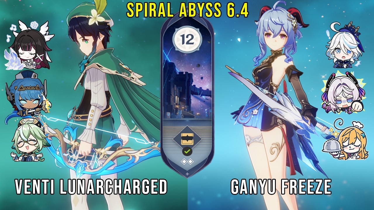 C0 Venti Lunarcharged and C0 Ganyu Freeze | Genshin Impact Abyss 6.4 Floor 12 9 Stars