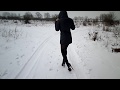 Walk On Snow In High Heeled Boots Feet In Pantyhose