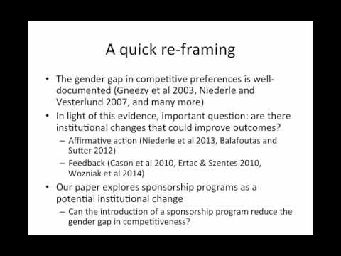 Laboratory Evidence of the Effects of Sponsorship on the Competitive Preferences of Men and Women