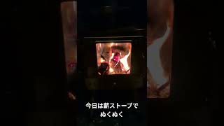 今日は薪ストーブでぬくぬく
