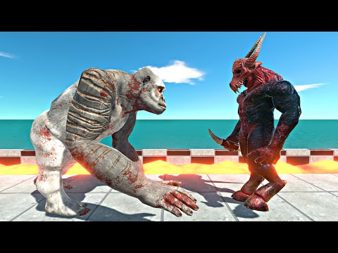 Old Goro vs Infernals on Lava Tank - Animal Revolt Battle Simulator