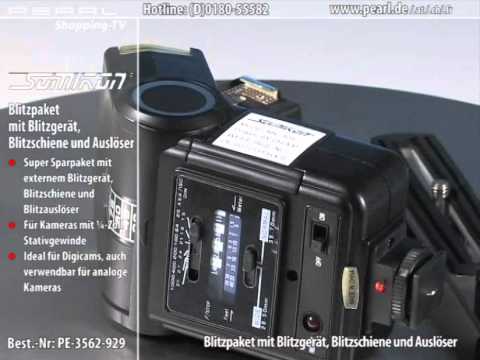 SOMIKON Blitzpaket mit Blitzgerät, Blitzschiene und Auslöser