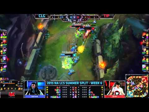 CLG Doublelift Awesome 2v1 Outplay - CLG vs TIP - NALCS Summer 2015 Week 6 Day 2