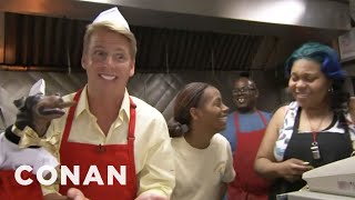 Jack McBrayer & Triumph Visit Chicago's Weiner's Circle - CONAN on TBS