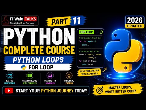 Python For Loop Explained With Examples Python Complete Course Part 11 Hindi 2026