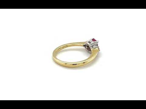 9ct Yellow Gold Emerald Cut Ruby & Diamond Ring - 01120048 | Johnsons Jewellers