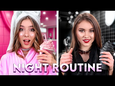 Black vs Pink Night Routine With a Sister! My Sister is Prettier Than Me