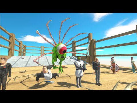 ESCAPE FROM MONSTER CHASE RACE - DEATH TOUCH GREEN ALIEN THORN | Animal Revolt Battle Simulator