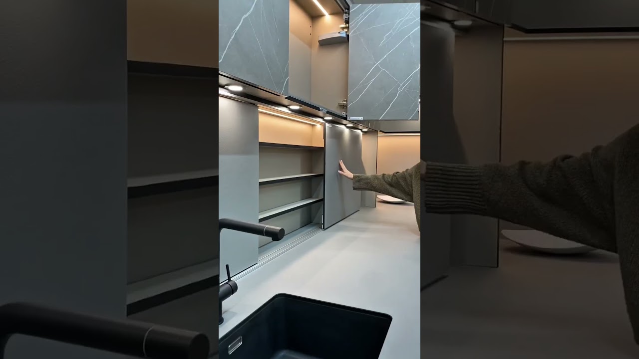 Kitchen Cabinet Ideas with Sliding Doors #kitchencabinets #kitchenstorage #kitchenorganization