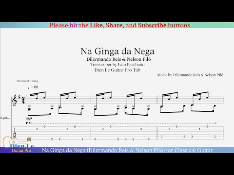 Na Ginga da Nega (Dilermando Reis & Nelson Piló) for Classical Guitar with TABs