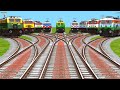 Indian Running Electric Engine And Metro Station Crossing Railway Tracks Rail Station Platforms