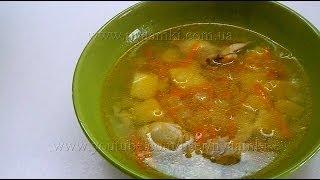 Смотреть онлайн Рецепт вкусного рисового супа с курицей