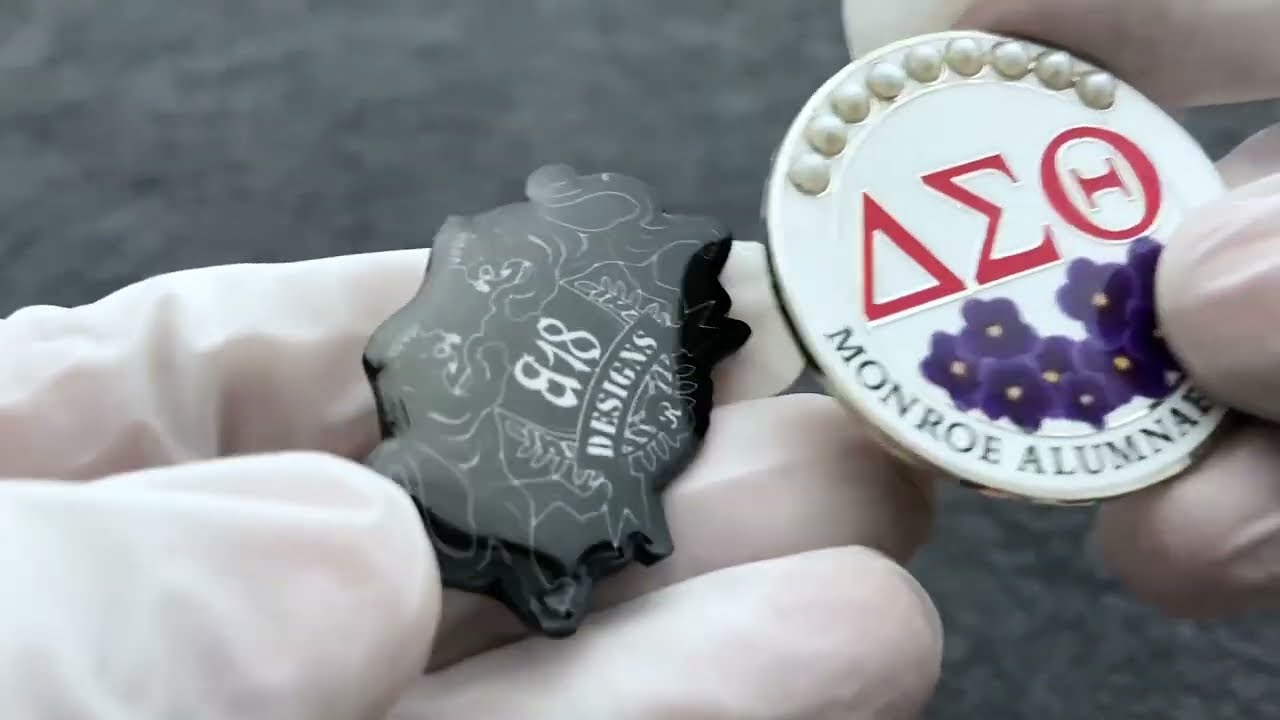 1723 - Mathematical Notation UV Printed Enamel Inlaid Pearl Name Tag Badge