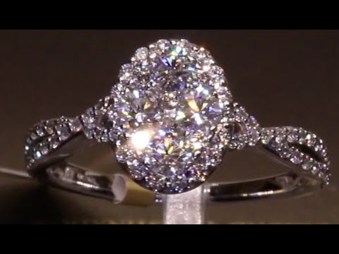 #90859 | T1.00ct | Oval Cluster Diamond Engagement Ring with Twist Diamond Shoulders, Platinum Set