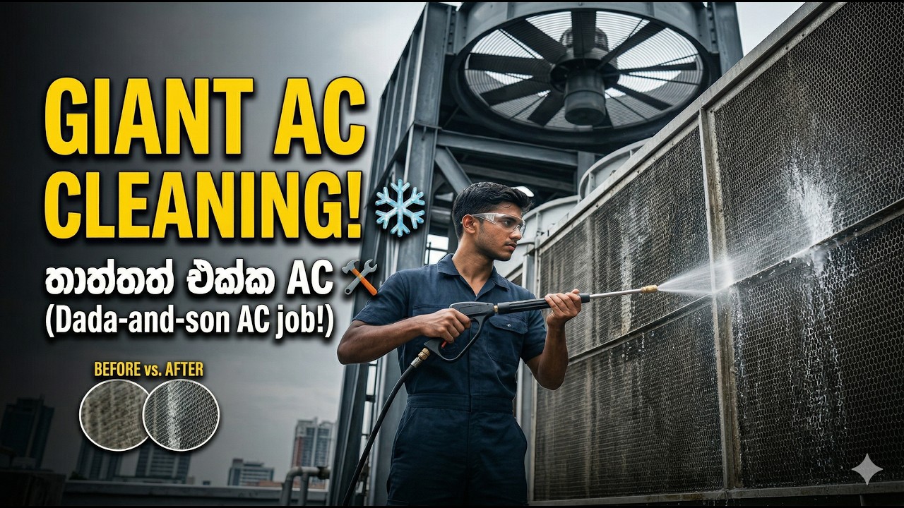 GIANT AC CLEANING! ❄️🛠️ තාත්තත් එක්ක ලොකුම AC වැඩේ | Sri Lanka HVAC Vlog