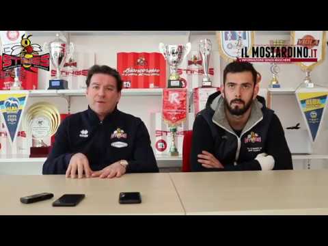 Pre-partita di Bakery Piacenza - Pompea Mantova con coach Finelli e Vencato