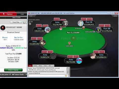 Replay |"1_conor_b_1" "manumanu1985" final table PokerStars $109 SUNDAY MILLION $1M Gtd Jul 21, 2019
