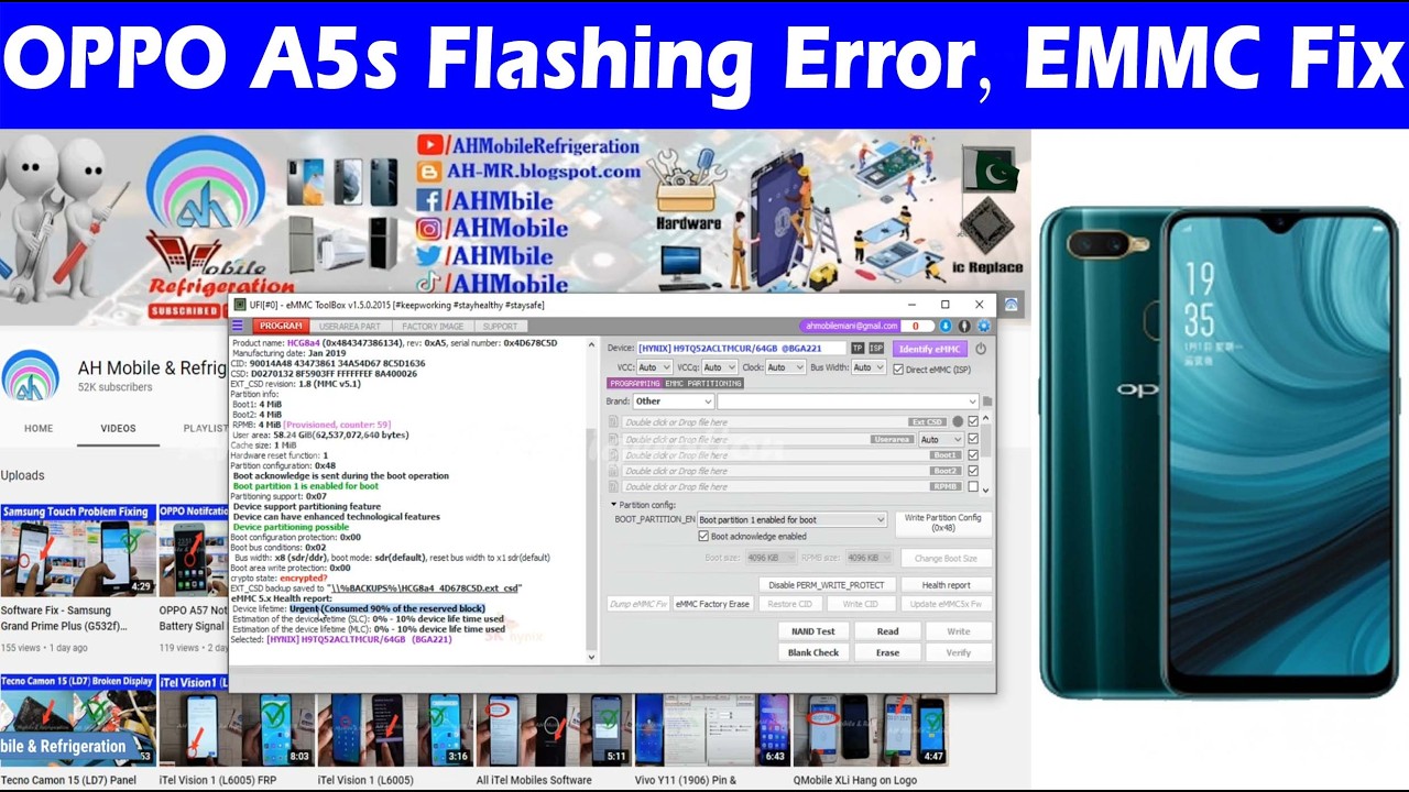 OPPO A5s Flashing Error, EMMC 90 Consumed Problem Fix UFi Box