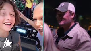 Gwen Stefani Shares Cute Moment w/ Son Apollo & Blake Shelton At Coachella