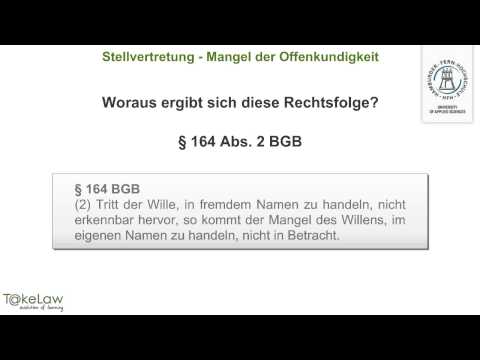 WPR1 (BGB AT) - 239/252 - Stellvertretung - Mangel der Offenkundigkeit