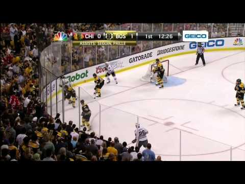 Chris Kelly snapshot goal 1-0. 6/24/13 Chicago Blackhawks vs Boston Bruins NHL Hockey