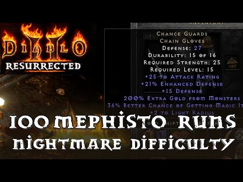 Diablo 2 Resurrected: 100 Nightmare Mephisto Runs Drop Highlights!!