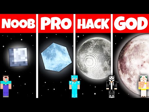 Minecraft Battle: NOOB vs PRO vs HACKER vs GOD INSIDE MOON HOUSE BASE BUILD CHALLENGE in Minecraft