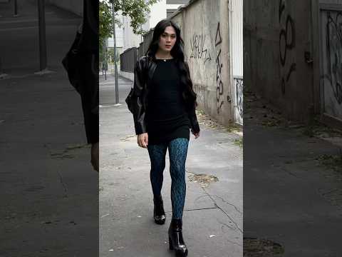 The Girl on the Street in Tights #nylon #nylonfashion #tights #collant  #fypシ #shorts