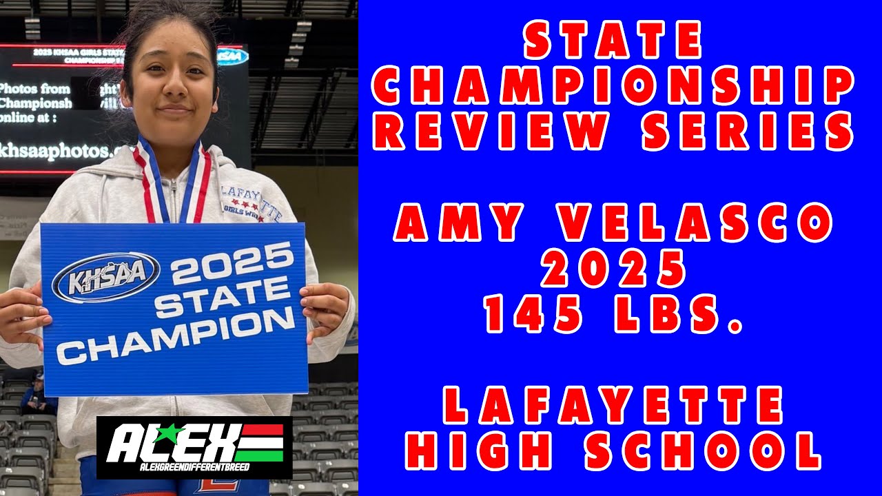 State Wrestling Championship match review w/ Amy Velasco Lafayette; 2025 145 lbs.)