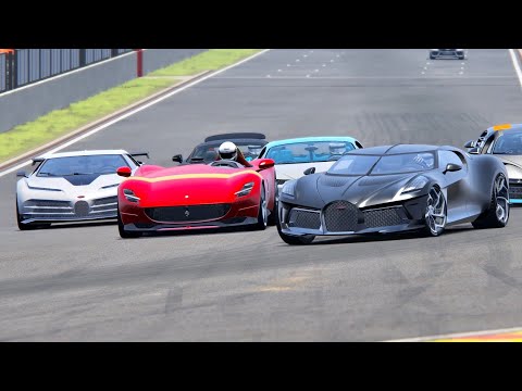 Ferrari Monza SP1 vs All Bugatti Hypercars - Spa