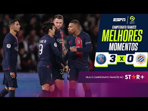 Gols e lances de PSG x Montpellier
