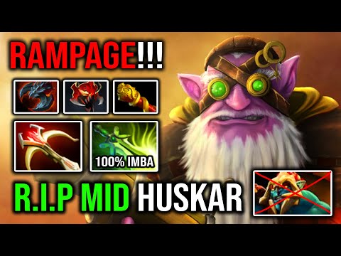 HOW TO SOLO DESTROY HUSKAR MID 100% Machine Gun Crazy Knockback & Brutal RAMPAGE Physical DMG DotA 2
