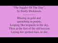 Poem By Emily Dickinson The Juggler Of The Day