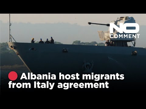 Video Thumbnail: 🔴 LIVE: First migrants arrive in Albania under Italy-Albania migration agreement