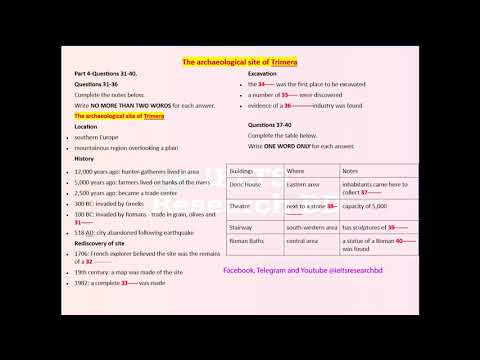 トリメラ遺跡 パート4 IELTSリスニング実戦問題 (The archaeological site of Trimera Part 4 IELTS Actual listening)
