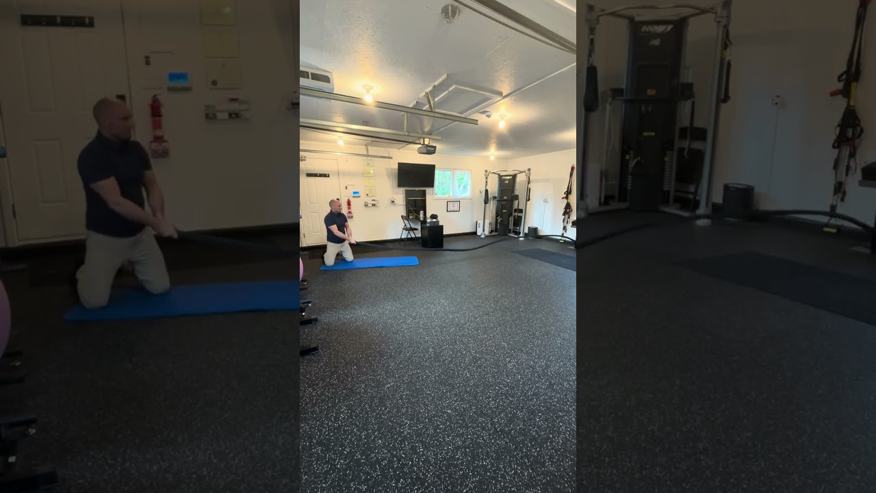 4. Angled Tall Kneeling Battle Rope Single Large Waves (Side View)