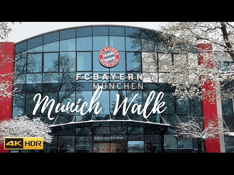 Munich - Snow Walk from Kolumbusplatz to FC Bayern Munich Training Ground - 4K HDR