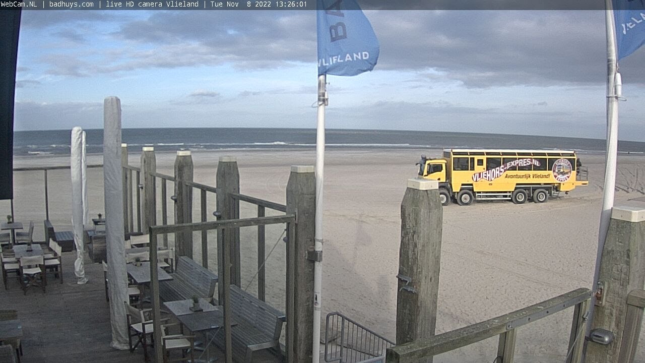Live webcam view of Vlieland Beach from 't Badhuys Pavilion