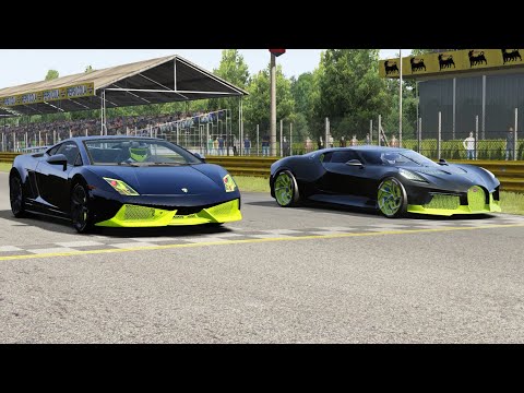 Lamborghini Gallardo LP-7777 SL Quad Turbo vs Bugatti La Voiture Noire at Monza Full Course