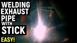HOW TO WELD OLD EXHAUST PIPE WITH STICK WELDER | MONEY SAVING REPAIR | SETTINGS & MORE