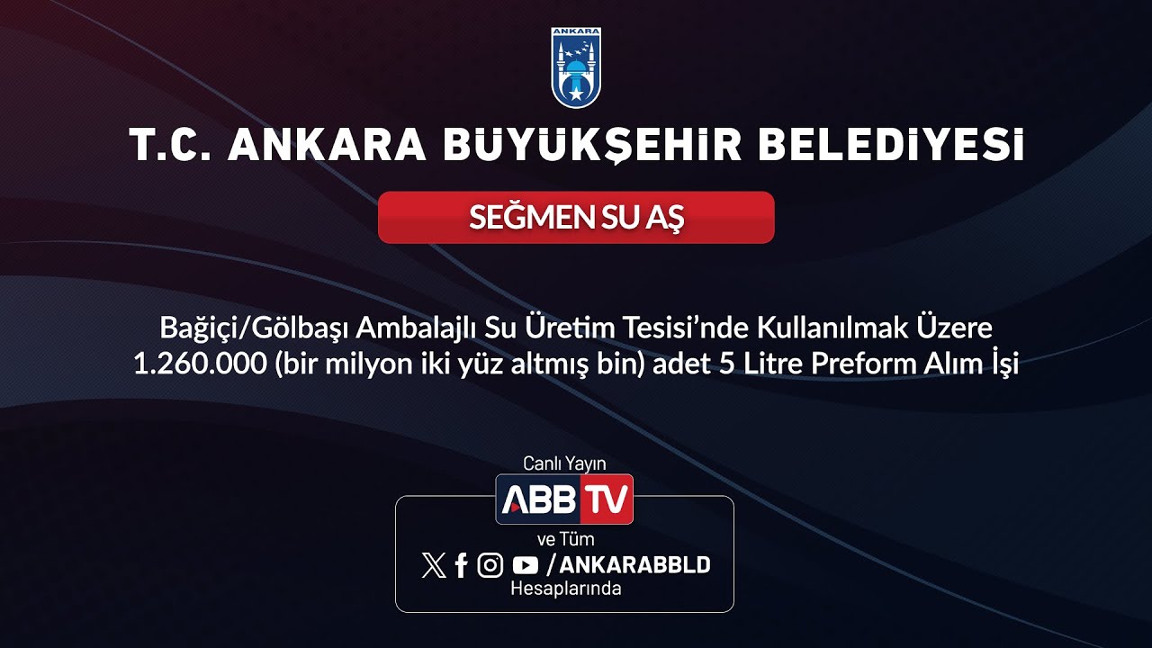 SEĞMEN SU AŞ - 1.260.000(bir milyon iki yüz altmış bin) Adet 5 Litre Preform Alım İşi