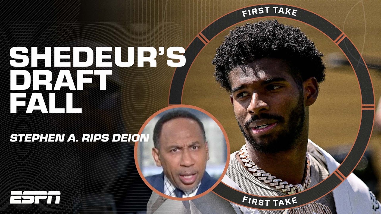 SLIDE SEEN ’ROUND THE WORLD 🌎 Stephen A.‘s blaming Shedeur’s draft fall on Deion 👀 | First Take