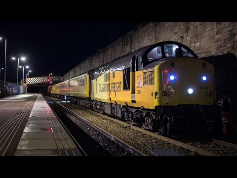 Colas 37116 & 37025 Arrival,Startup and Departure at Perth whilst working 1Q79 Inverness to Mossend