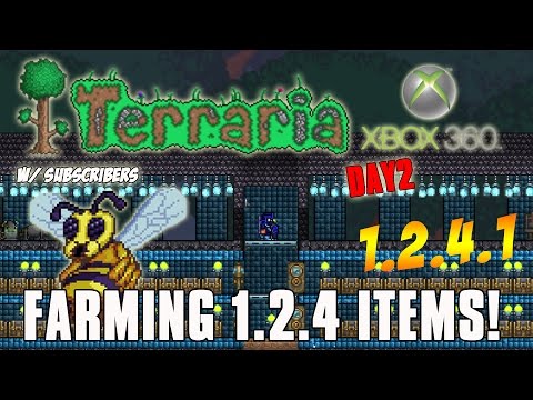 Terraria NEW 1.2.4.1 Celebration - Day 2 - Farming Queen Bee Xbox 360