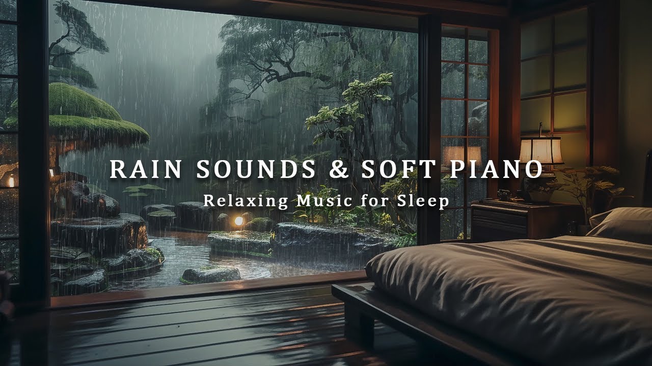 3 Hours Relaxing Sleep Music with Rain Sounds - Peaceful Music in the Warm Bedroom, Stress Relief