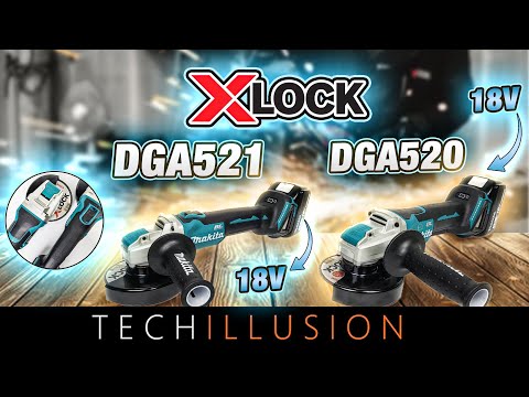Makita DGA521ZX1 Akumuliatorinis kampinis šlifuoklis 18V, ø125mm, X-LOCK, 8500min-1, BL-motor, be akumuliatorių ir kroviklio! video