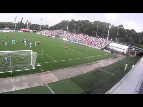 Ciaran O'Brien scores his second penalty kick against Islanders